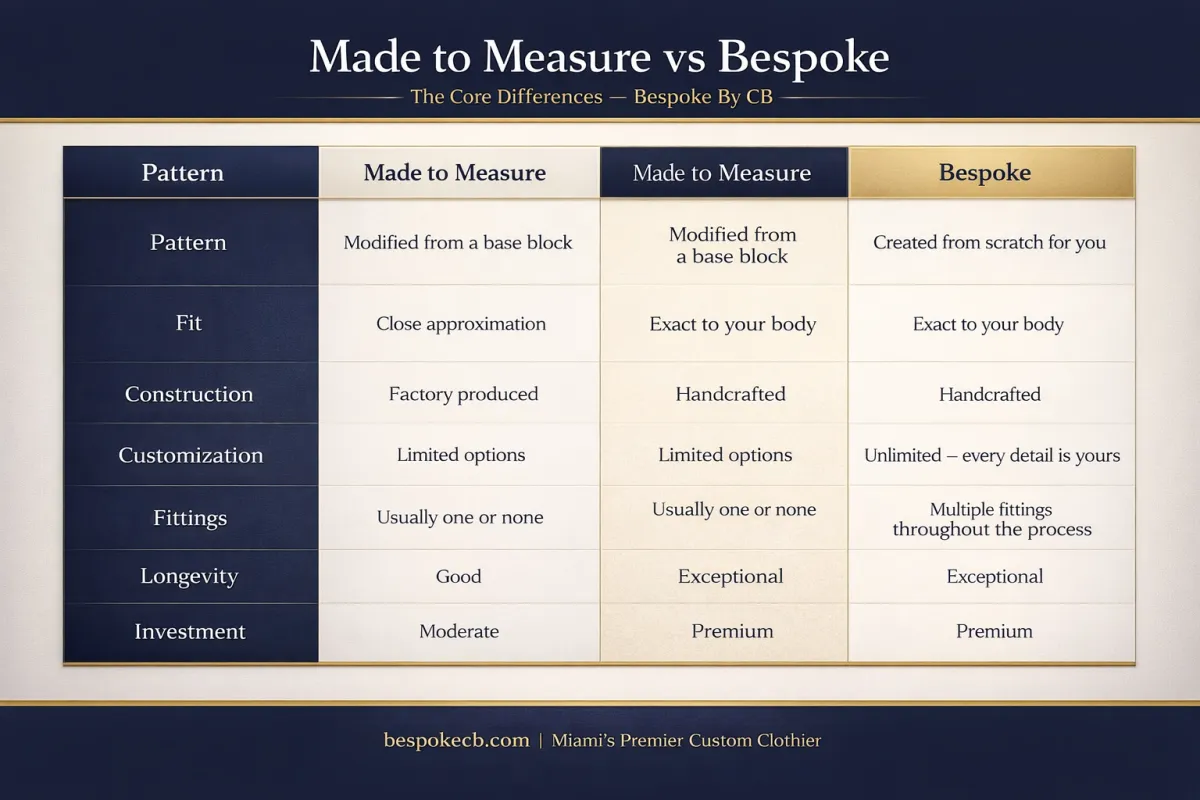 Made To Measure Vs Bespoke Suit custom menswear detail detail 2 by Bespoke By CB Miami