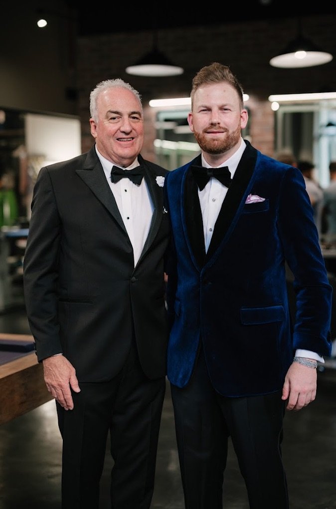 Custom velvet dinner jacket with satin lapel detail at Bespoke By CB Miami