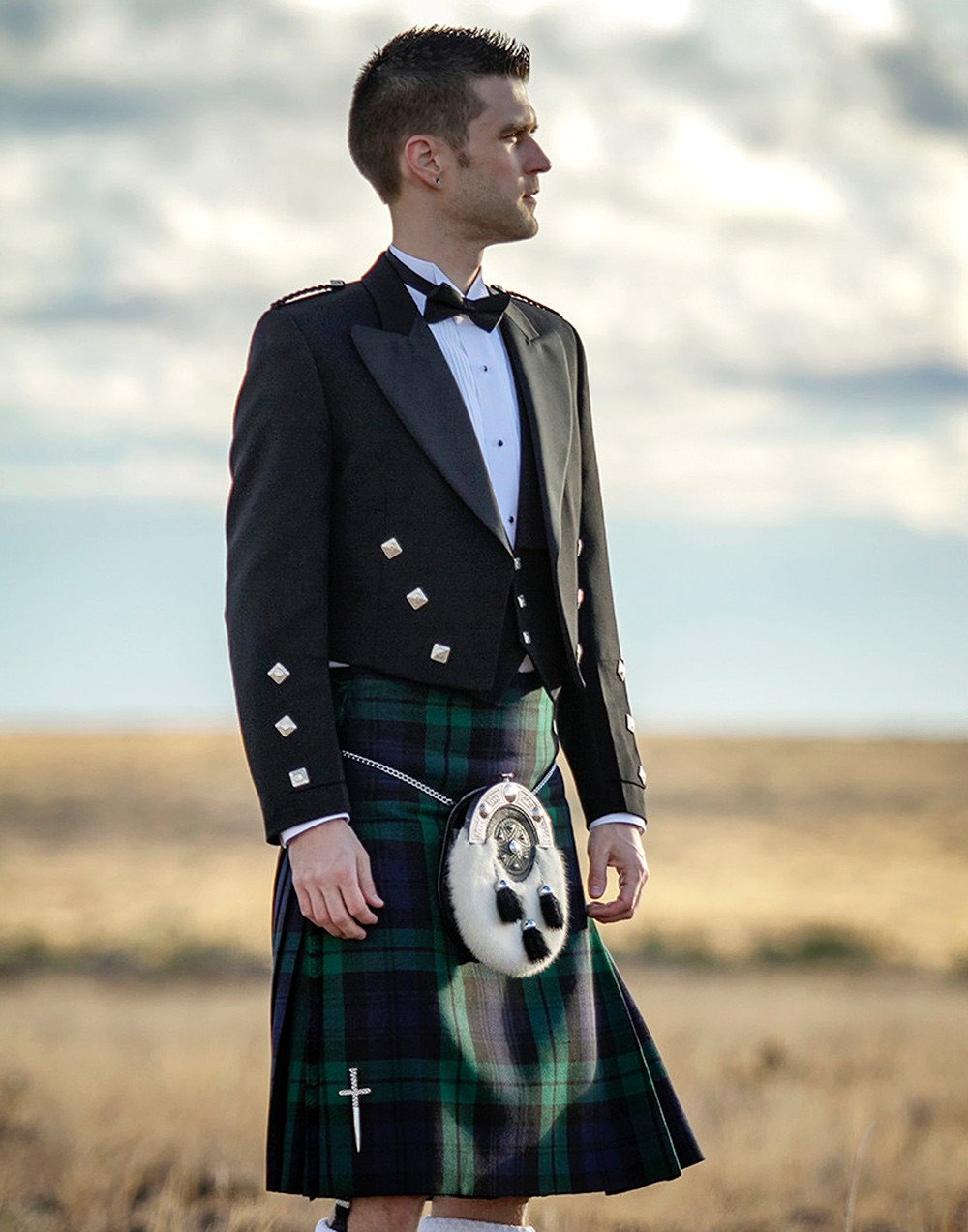 Scottish tartan fabric field showing traditional clan pattern for custom kilts