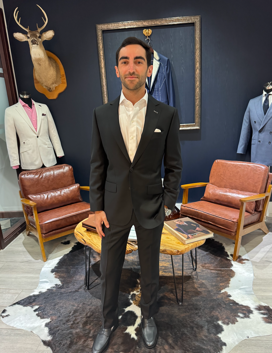 Miami executive style featuring tropical wool suits appropriate for South Florida business meetings