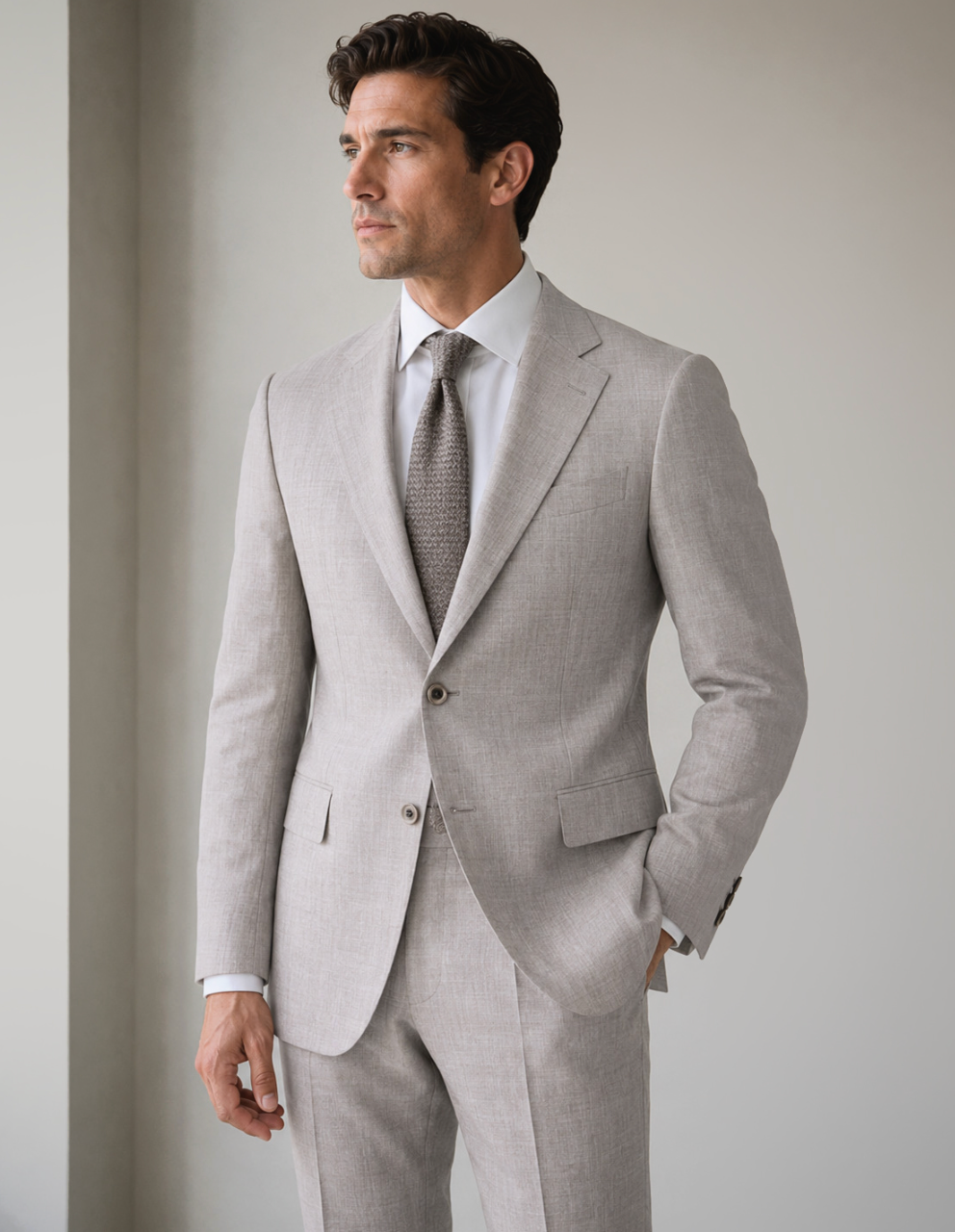 Drago Brera sport coat fabric showing lightweight weave and drape
