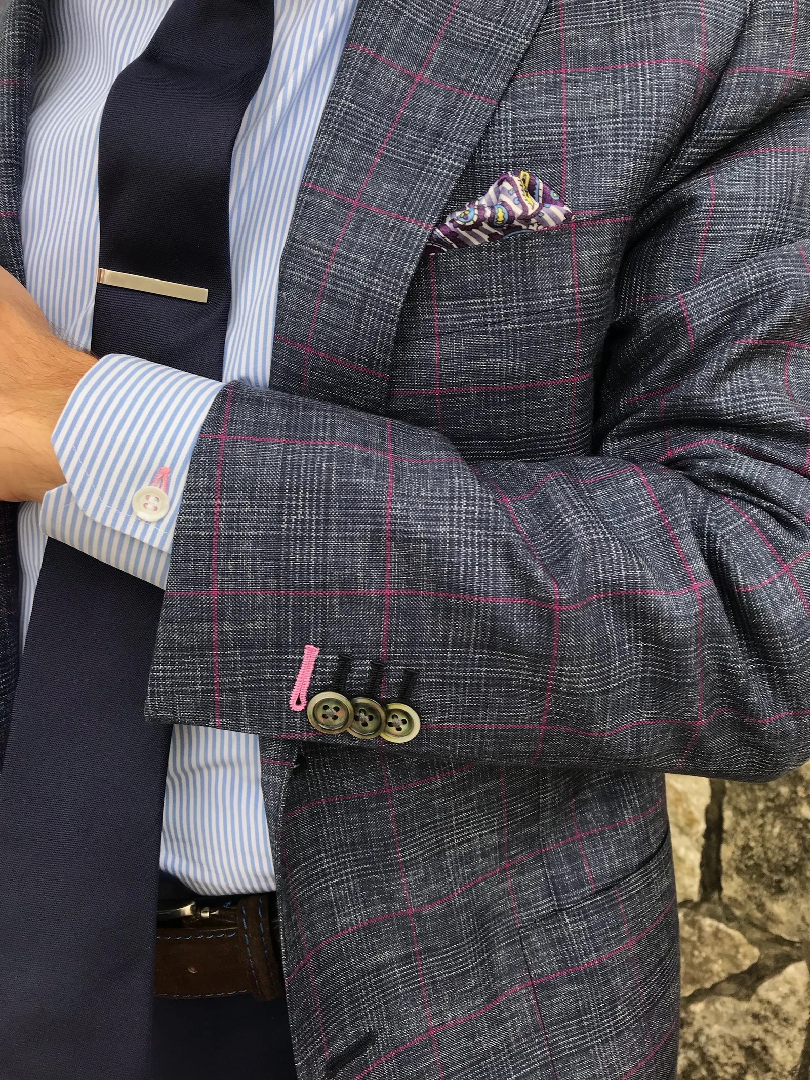 Custom Blazer Styling By Bespoke Cb Showing Fit And Drape For Miami Professionals custom menswear detail by Bespoke By CB.