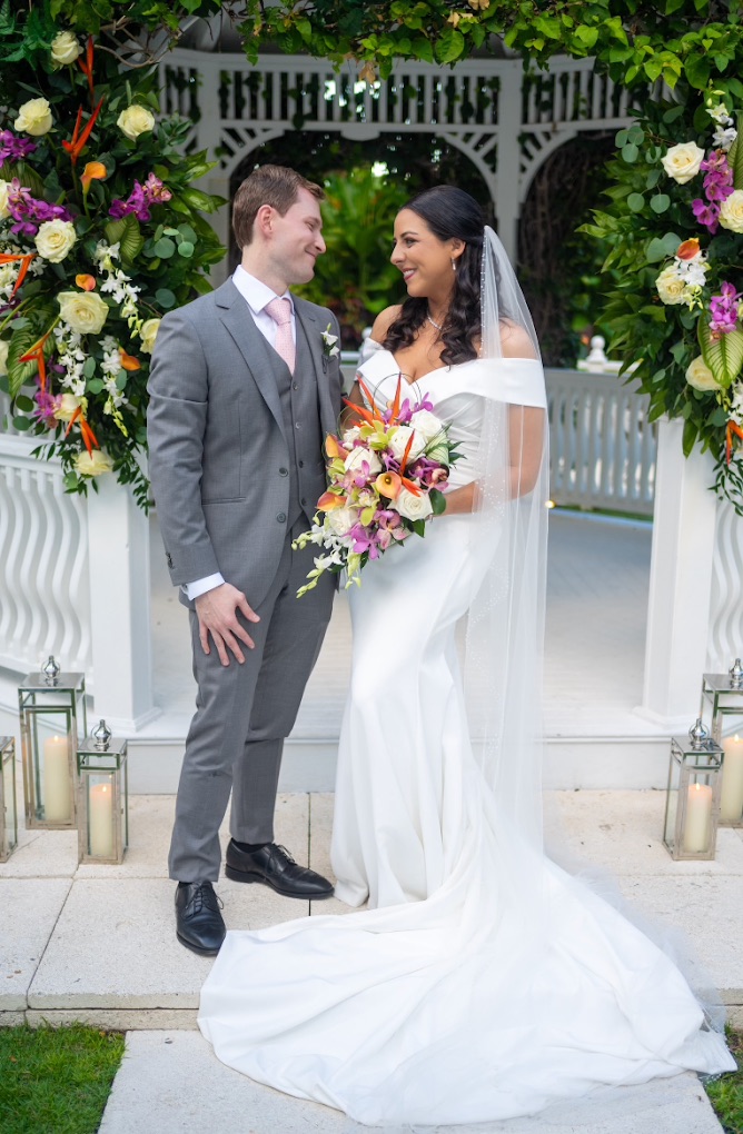 Light grey custom wedding suit crafted by Bespoke By CB for a formal South Florida celebration