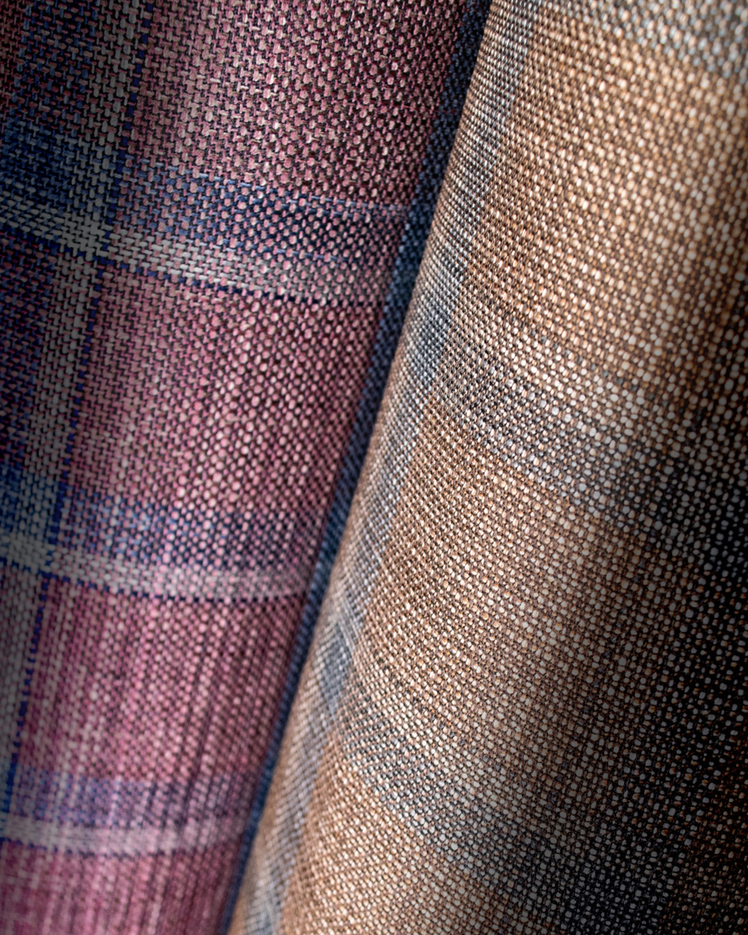Borealis jacketing fabric swatch in warm textured tones from Italy