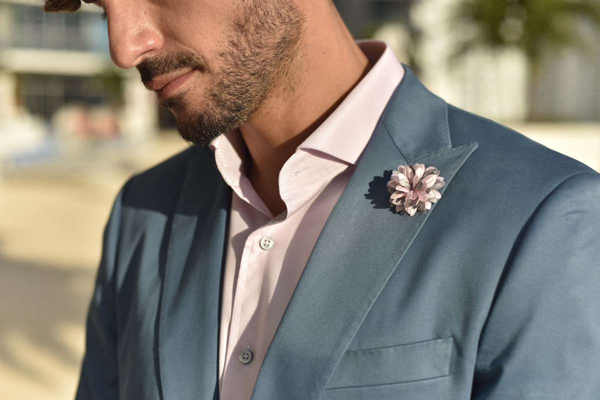 Custom suit lapel style detail by Bespoke By CB Miami