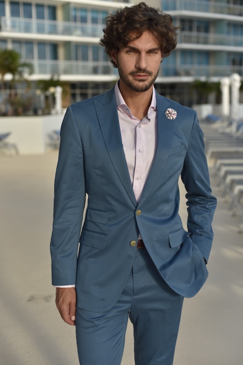 Blue custom suit styling by Bespoke By CB Miami