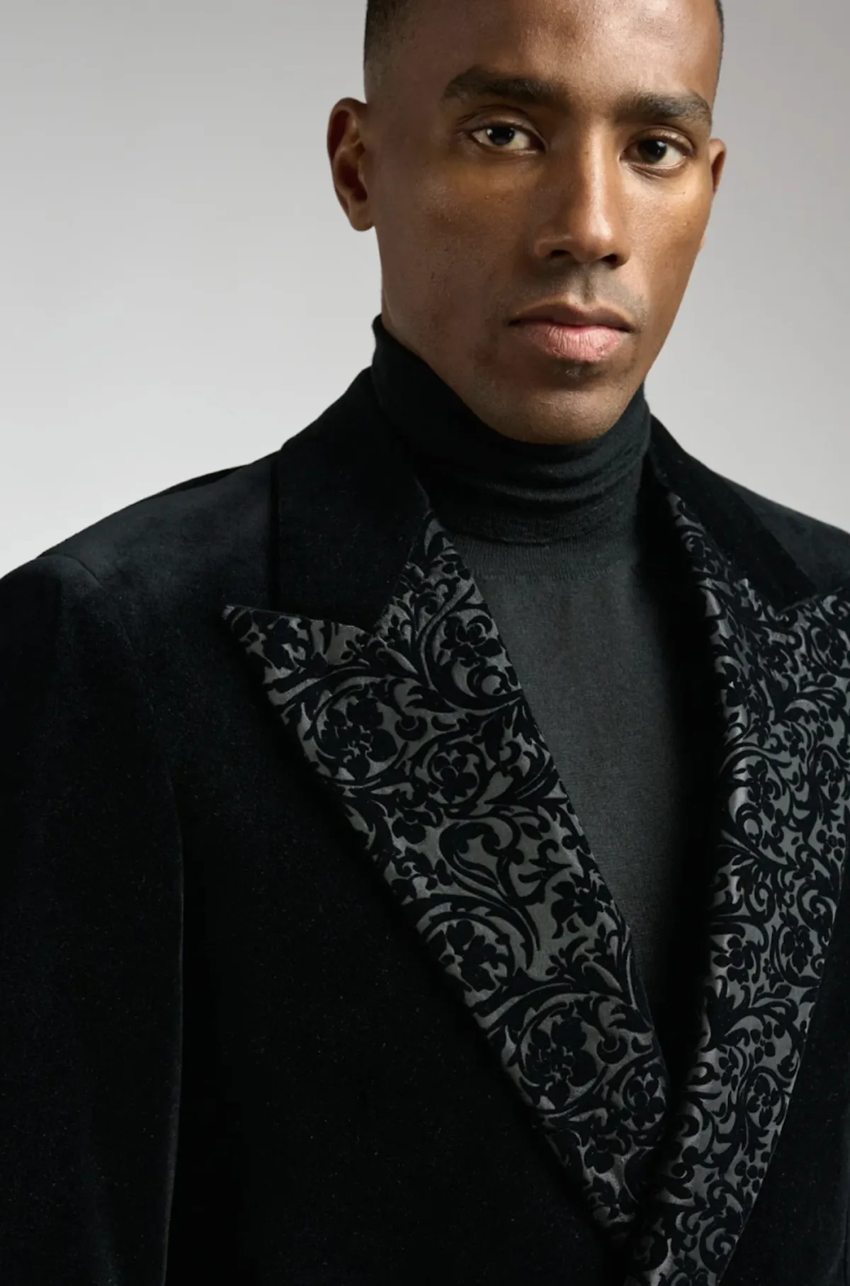 Velvet dinner jacket fabric and black tie styling detail 3 by Bespoke By CB Miami