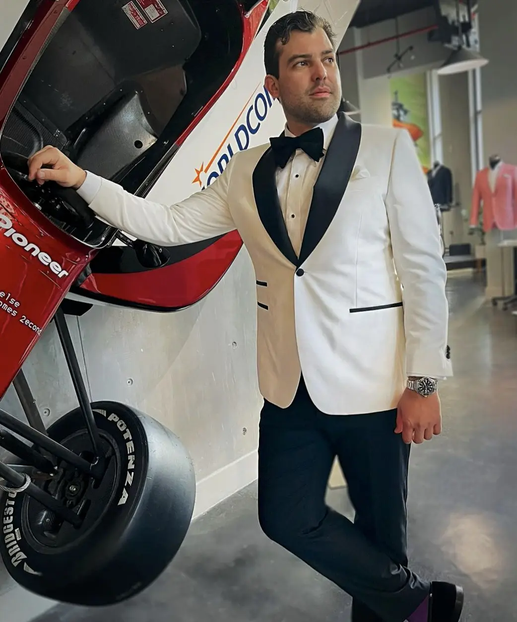 Ivory custom suit and dinner jacket styling detail 2 by Bespoke By CB Miami