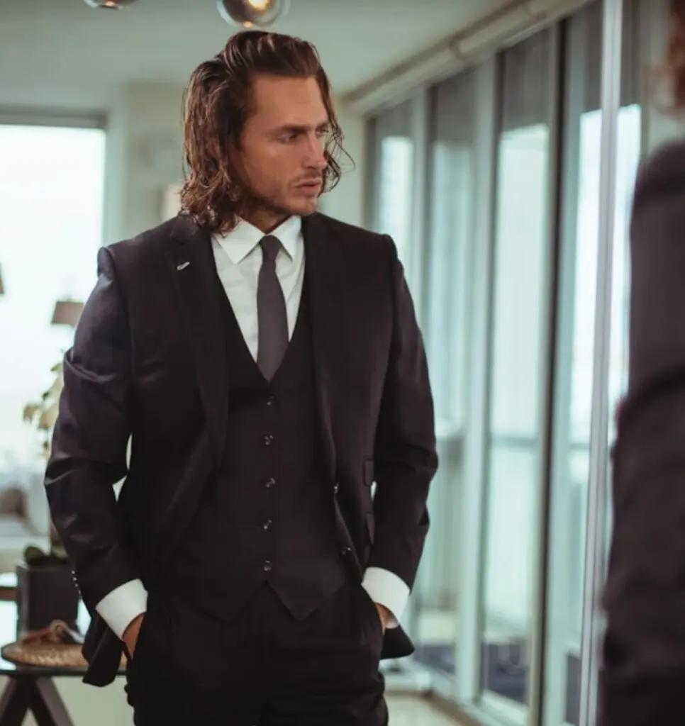 Tie width and proportion with custom three-piece suit by Bespoke By CB Miami