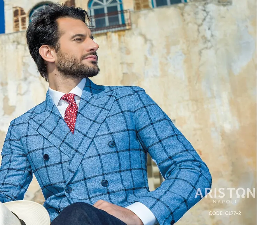 Ariston fabric detail showing the weave quality and texture that makes Italian denim shirting distinct from commercial denim.