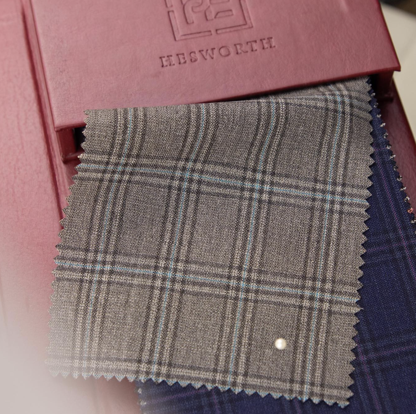 Hesworth plaid fabric close-up showing texture and pattern