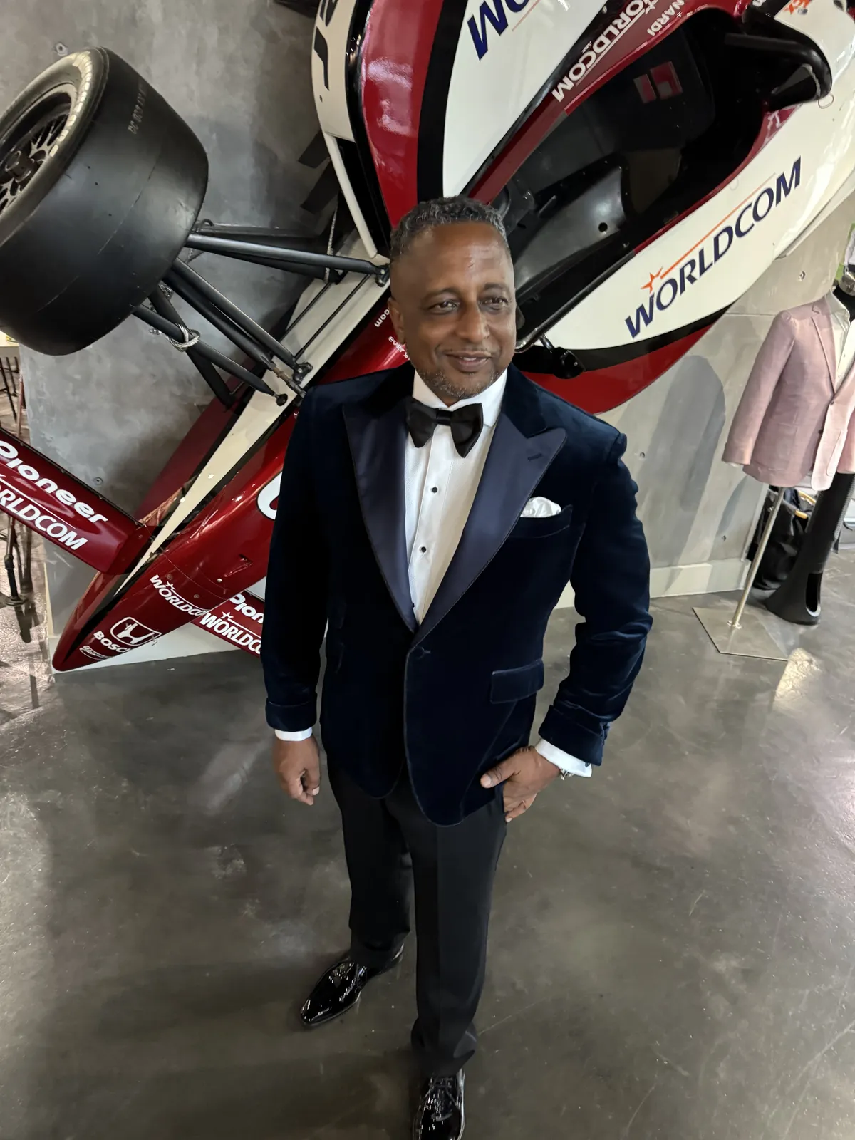 Grosgrain vs satin lapel comparison on two Bespoke CB tuxedo jackets
