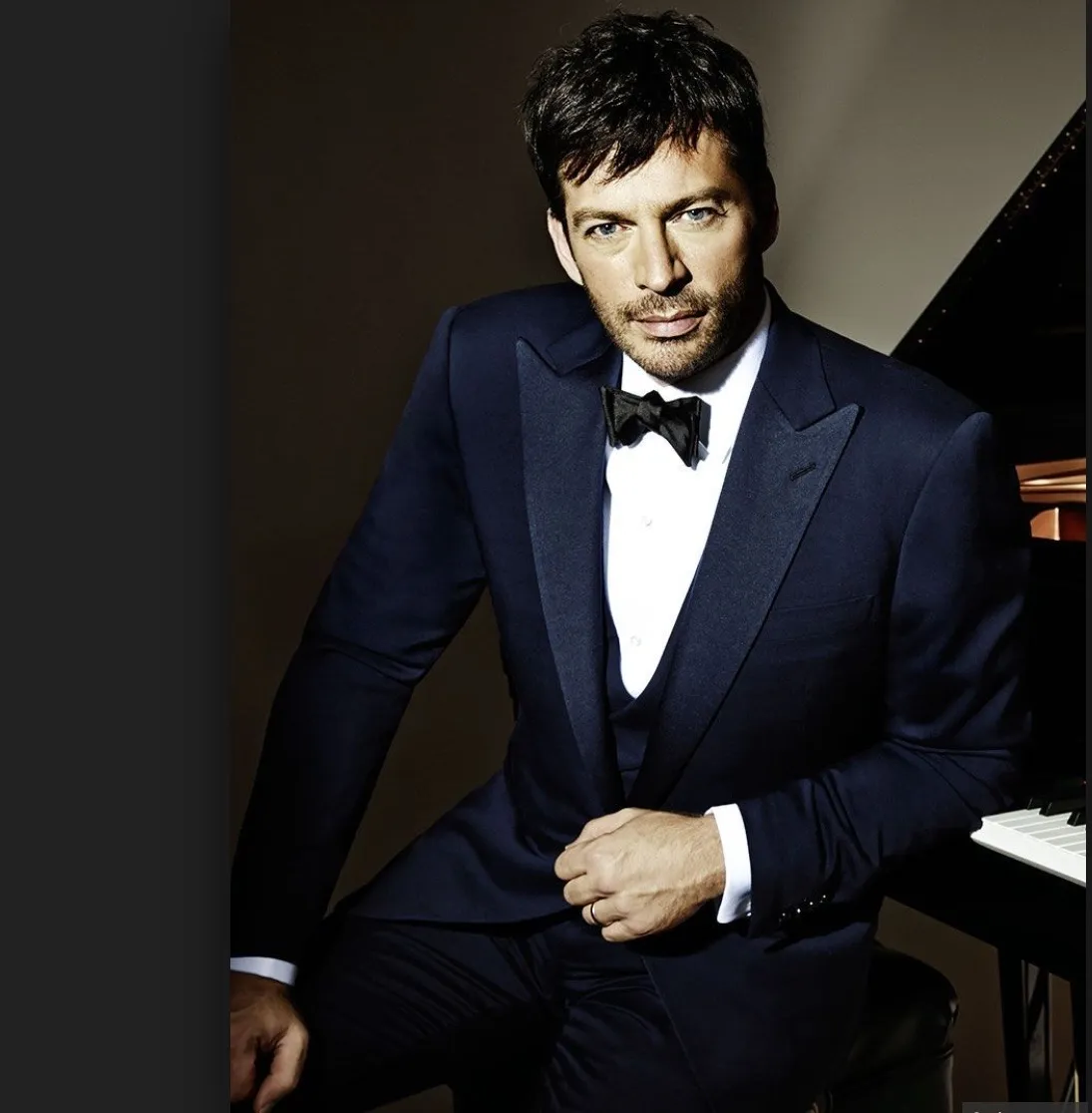 Navy velvet tuxedo with satin lapel detail